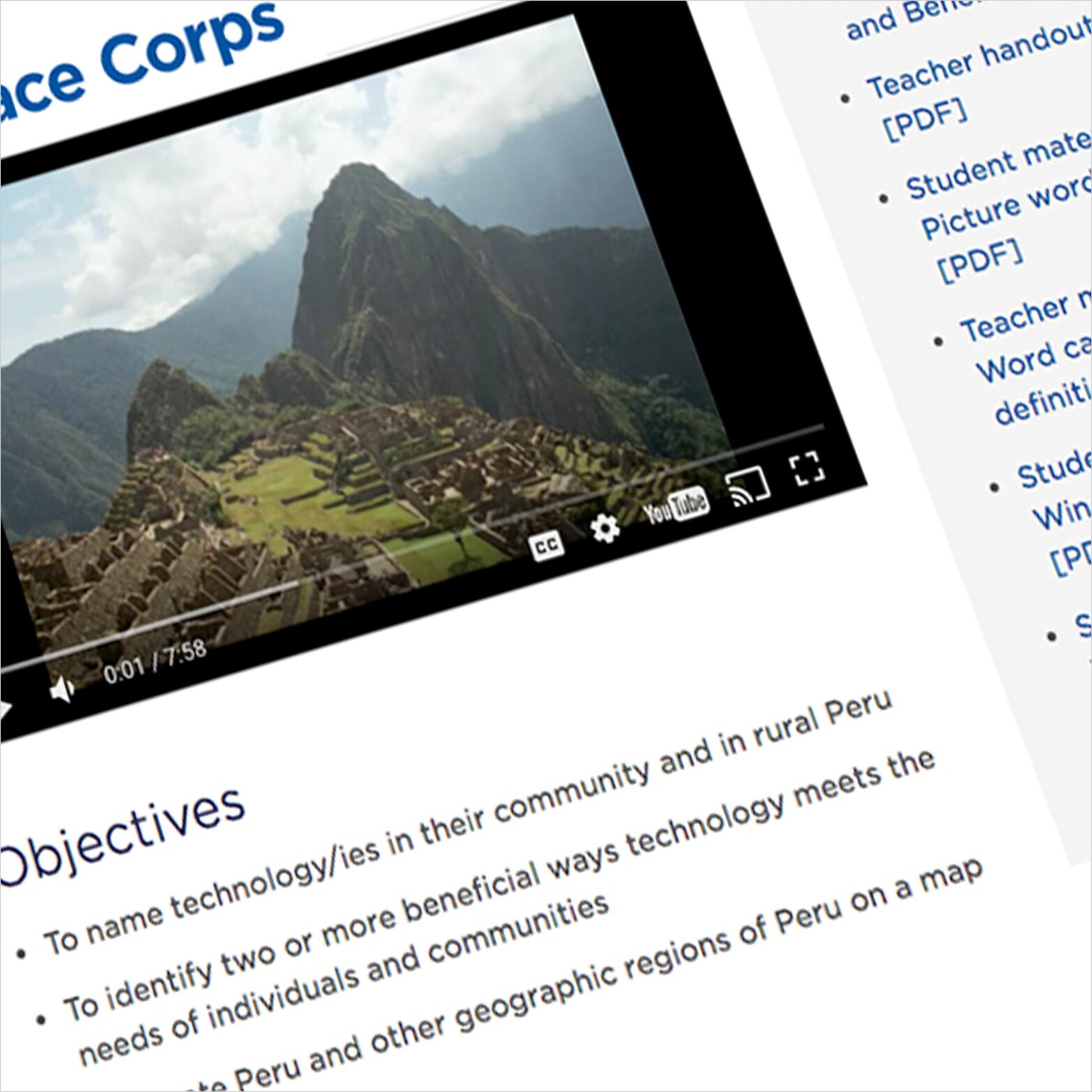 Video embedded in an online education website.