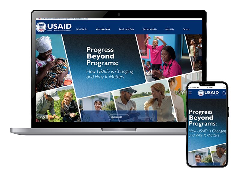 USAID website on a laptop and mobile device